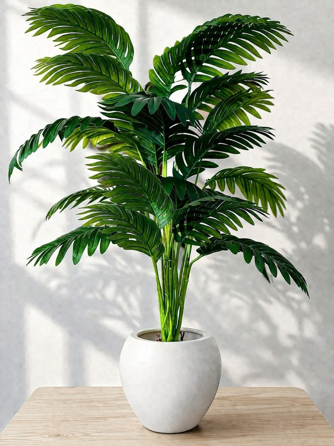 Image of Anbia 12 Leaves Artificial Palm Plant with White Pot Bonsai Artificial Plant with Pot