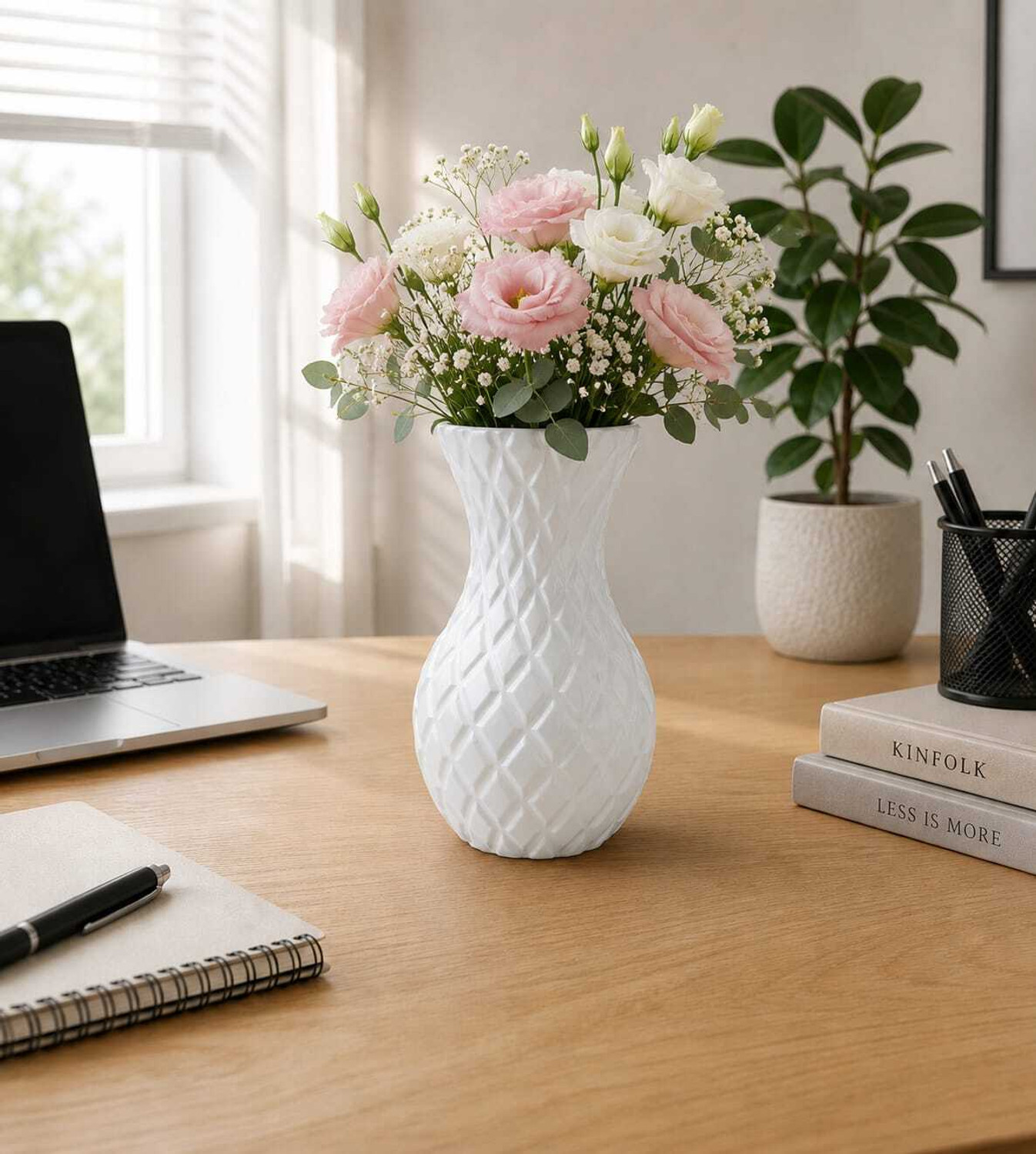 Image of YKI White Vases /4x8.5 /2 pc Plastic Vase