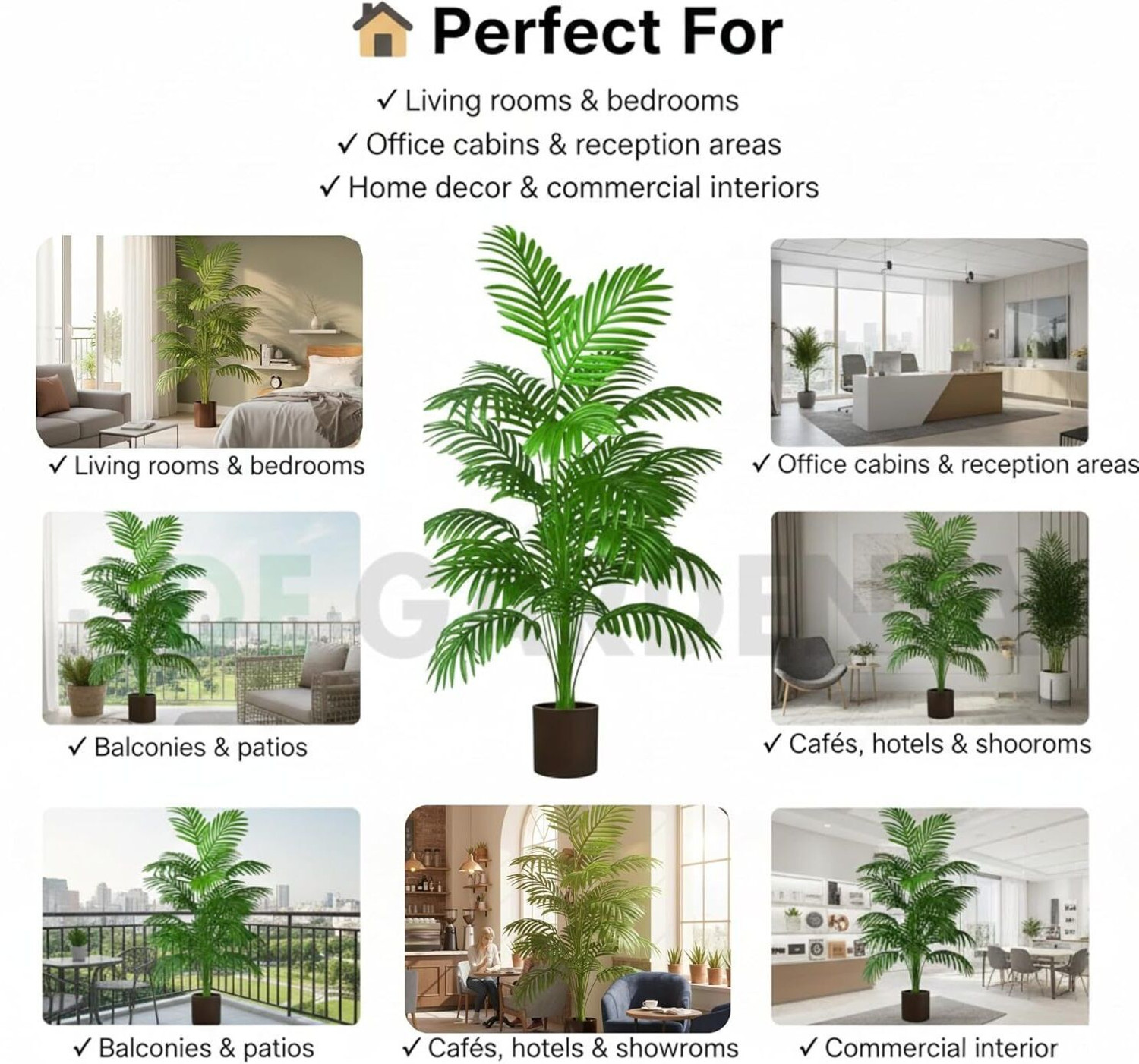 Image of GardenGyani Artificial Areca Palm Tree - 110 cm Tall Faux home decor Artificial Plant