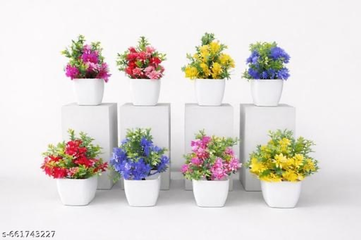 Image of Zupito Combo of 9 Artificial Flower Pots for Home & Office Table Decoration Artificial Plant with Pot