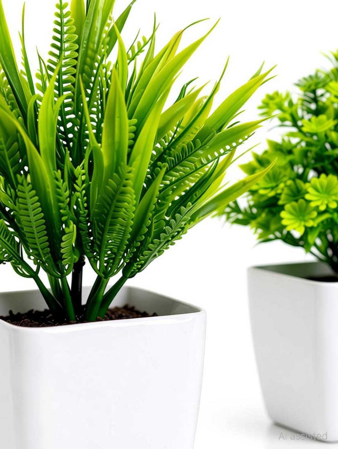 Ansaribrothers Artificial Potted Plant Combo–Green Plants with White Square Pot Artificial Plant  with Pot
