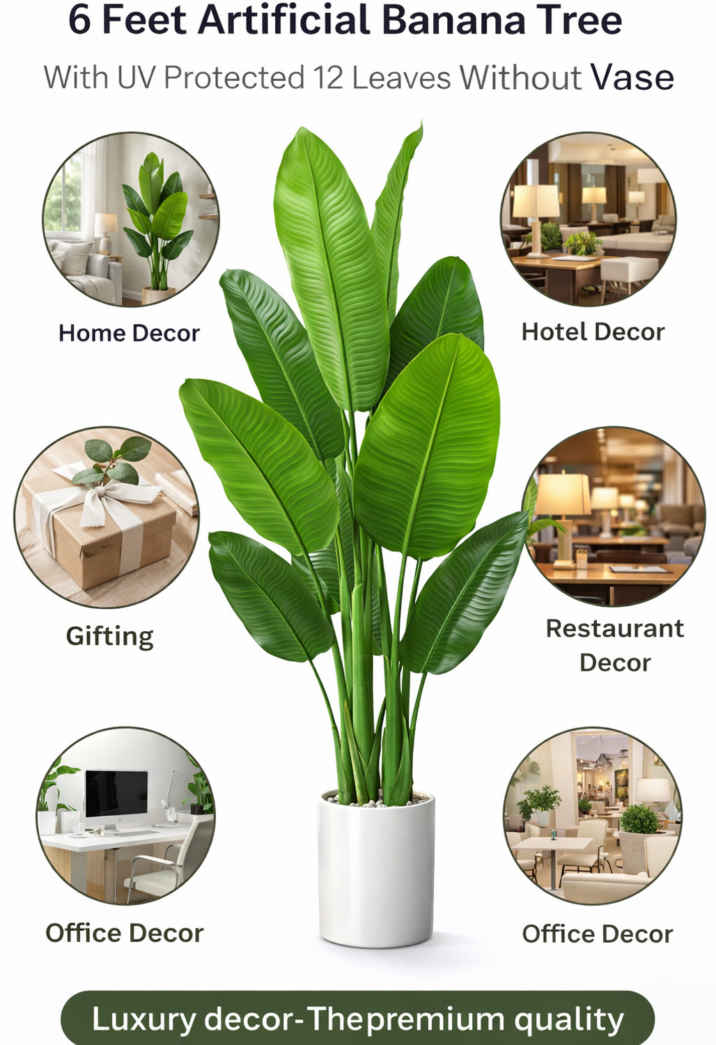 Image of KAYKON KAYKON 6 Ft Artificial Banana Plant Imported Tree Without Vase Artificial Plant
