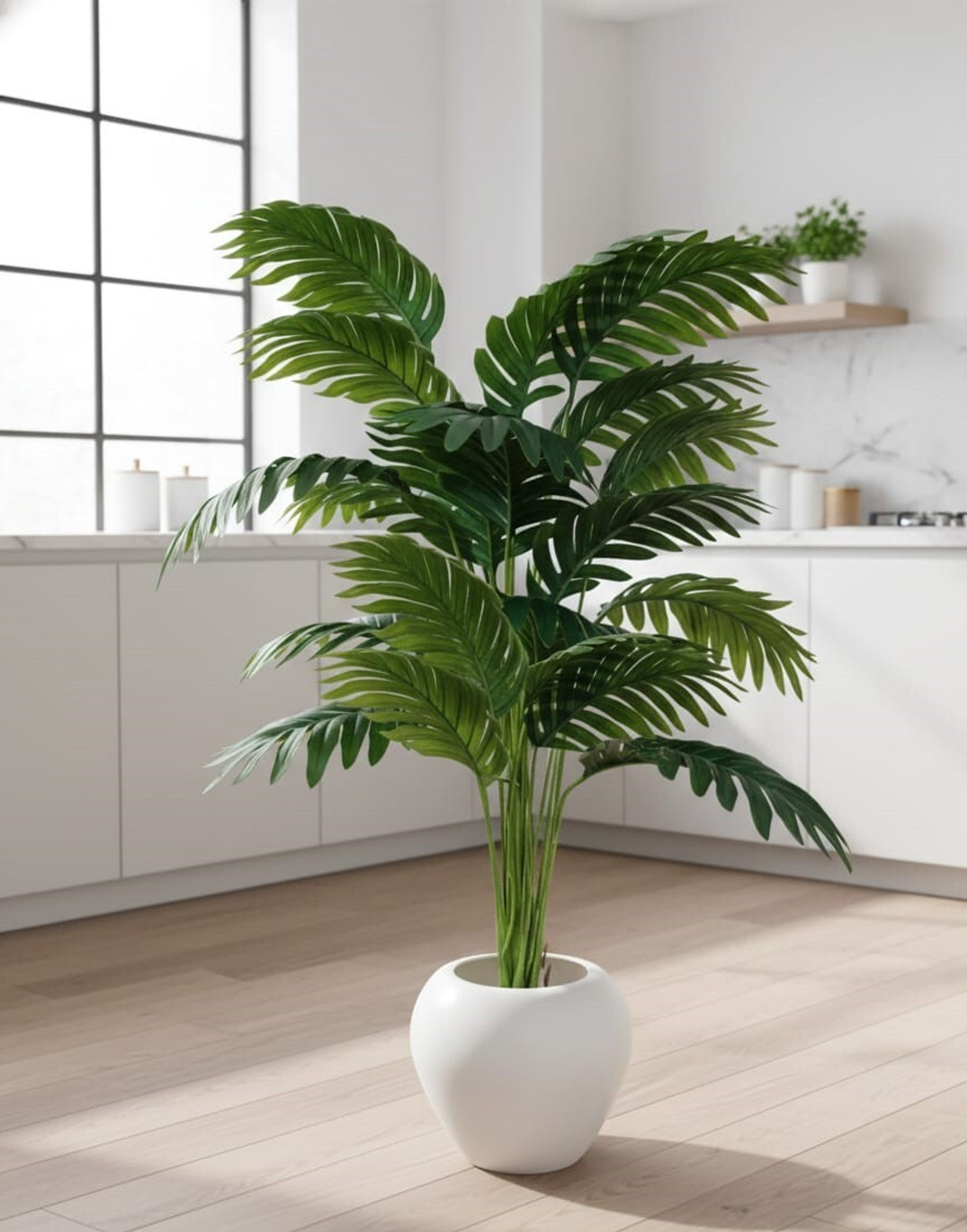 Image of GudiyaEnt Artificial Green 18 Leafs Palm Tree Plant With Pot Artificial Plant Home Decor Artificial Plant with Pot