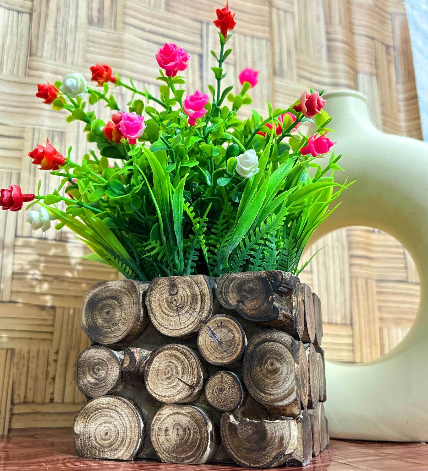 Handybee Artificial Flower Pot with Lifelike Greenery – Perfect for Home & Office Décor Bonsai Wild Artificial Plant with Pot