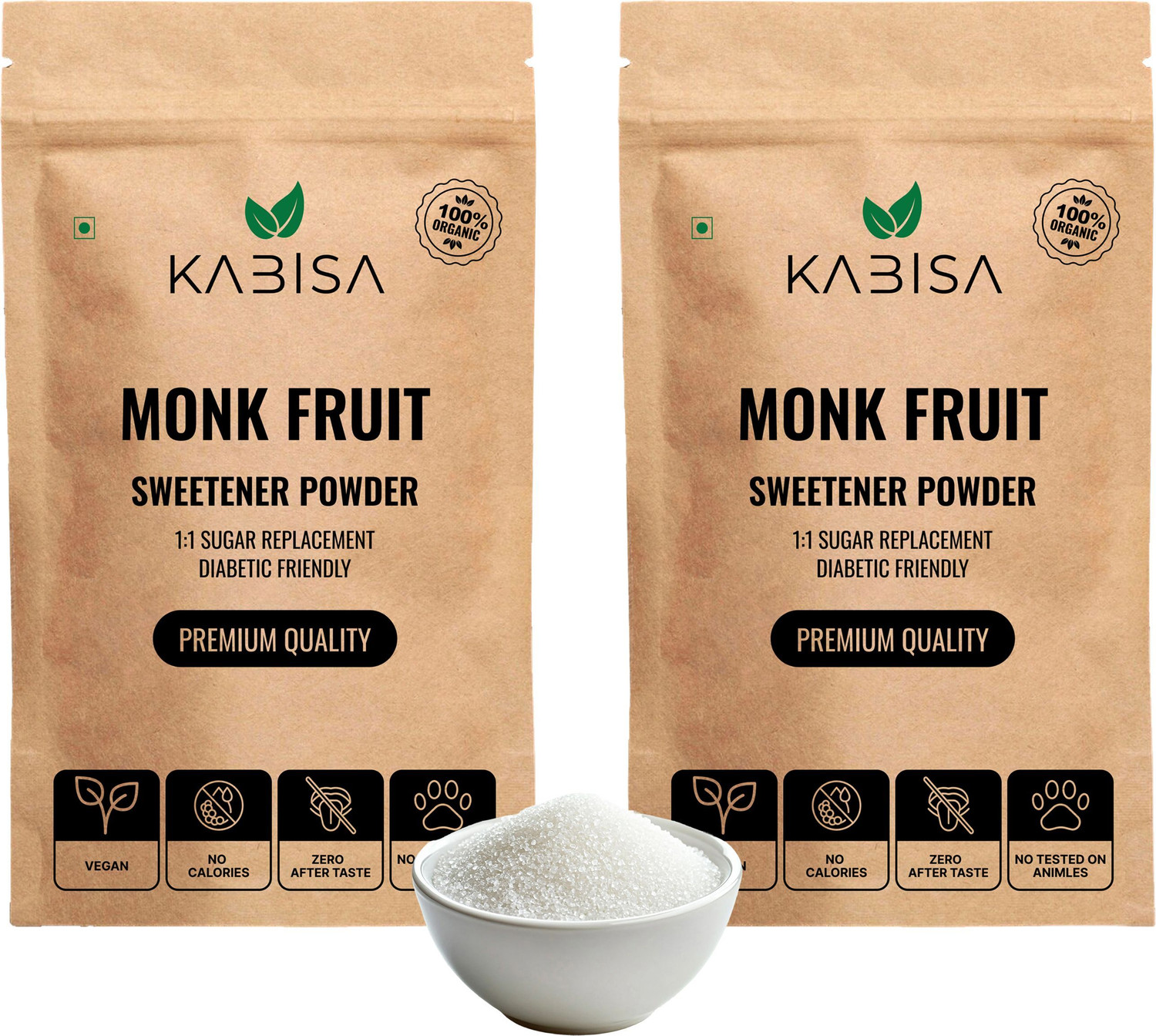Image of Kabisa Monk Fruit Extract Sweetener - 1:1 White Sugar Replacement, Sugar-Free, Natural Sweetener