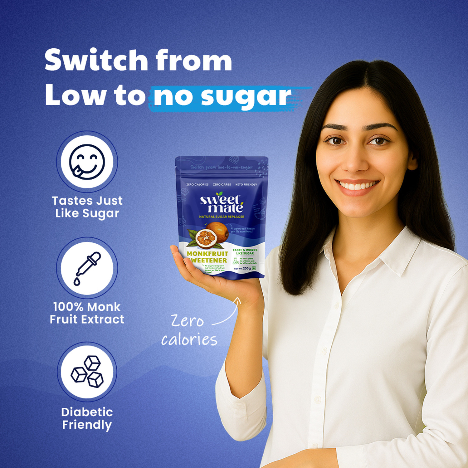 Image of Sweetmate Monk Fruit Powder 200g (Pack of 2) Sweetener