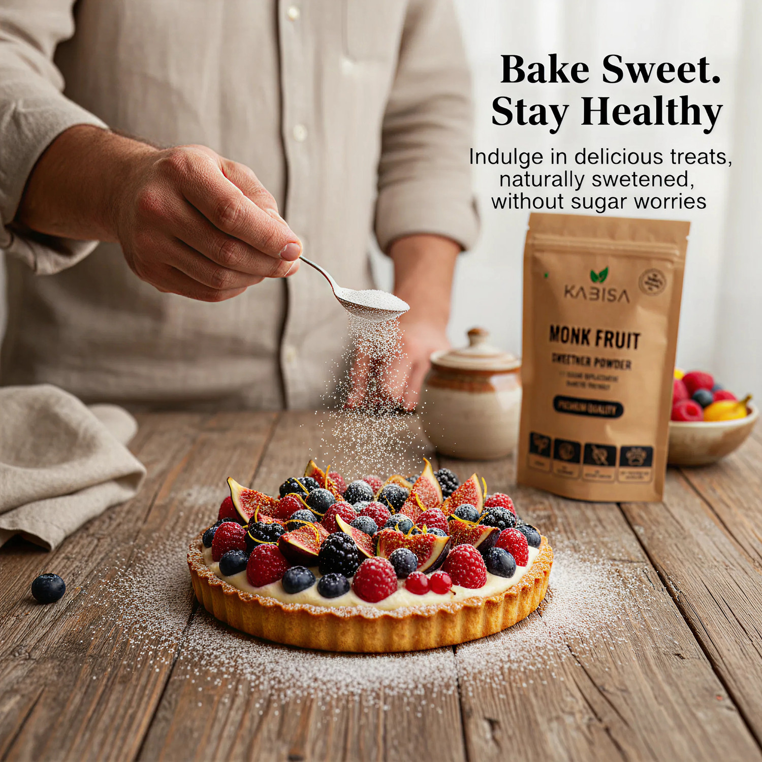 Image of Kabisa Monk Fruit Extract Sweetener - 1:1 White Sugar Replacement, Sugar-Free, Natural Sweetener