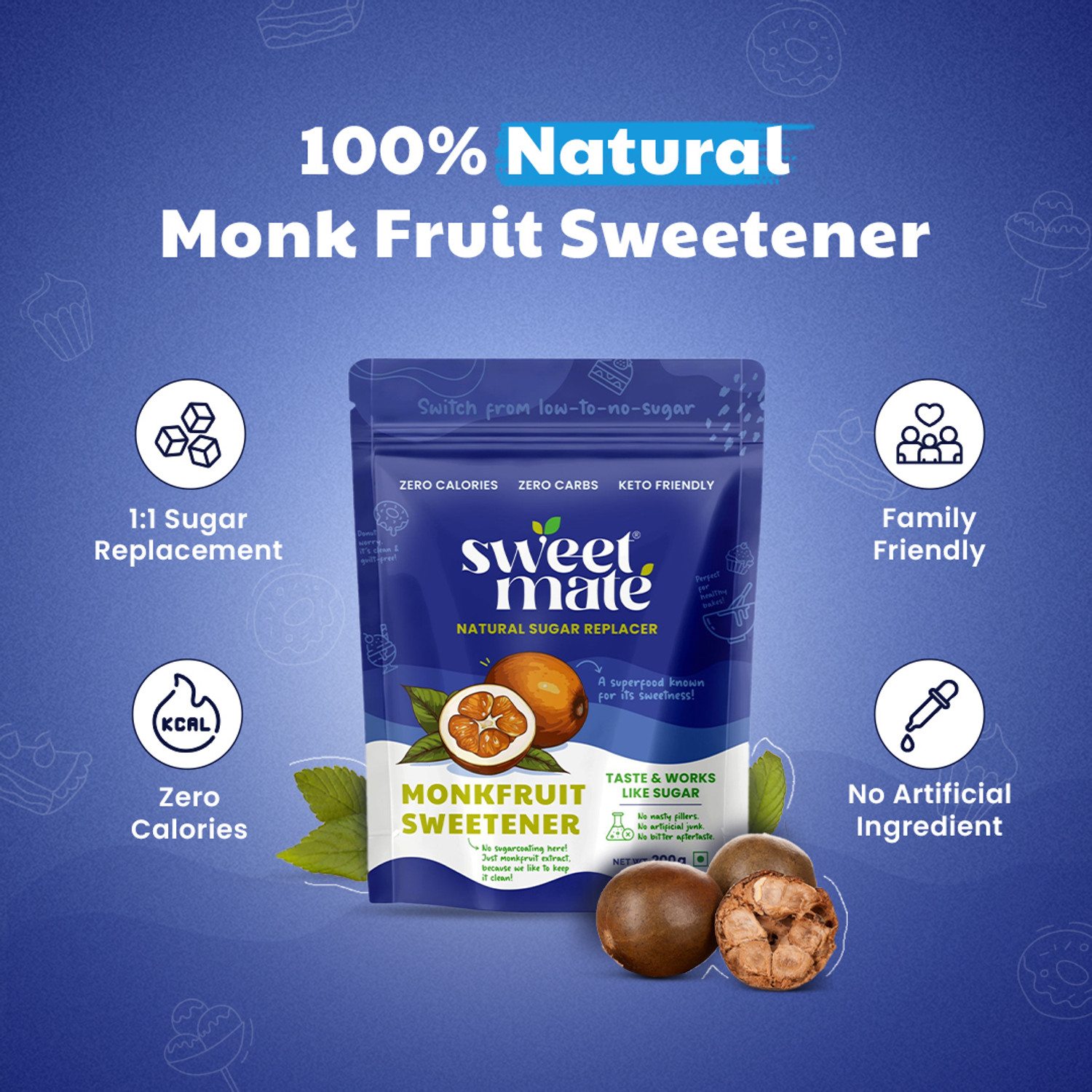 Image of Sweetmate Monk Fruit Powder 200g (Pack of 2) Sweetener