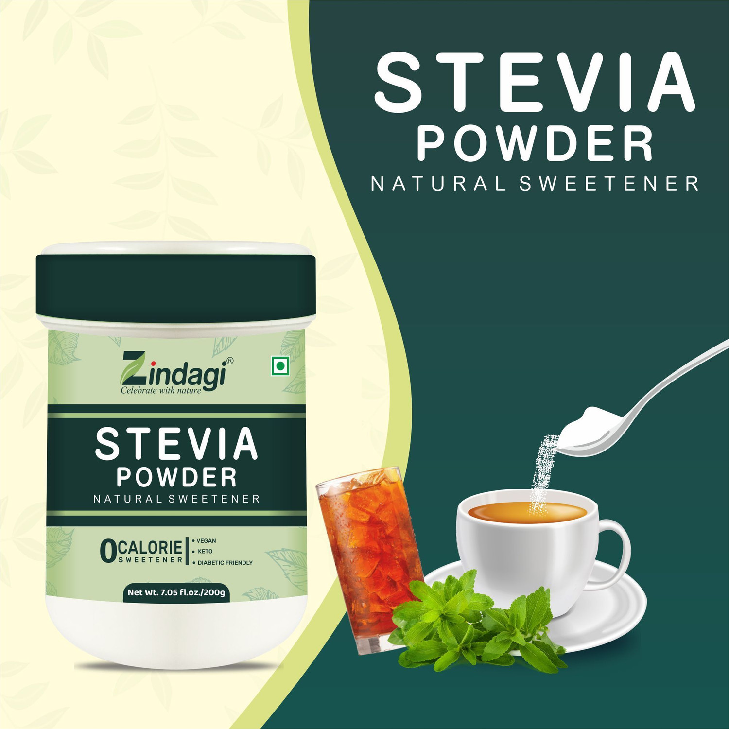 Image of Zindagi Stevia Sugar Powder | pure stevia sugar | zero calories sweetener | Sweetener