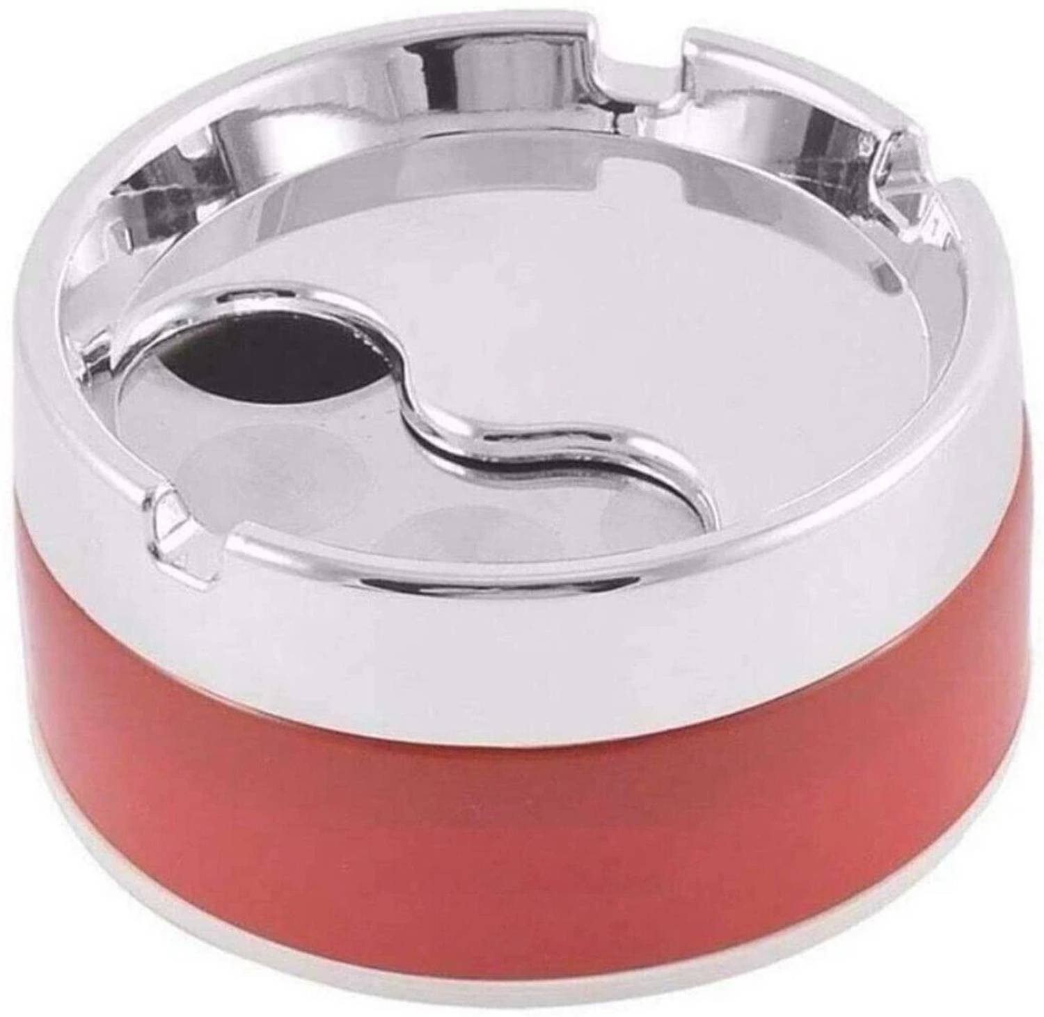 AFFODYL Round Cigarette with Spinning Portable Lids Smoking for Home Red Steel, Plastic Ashtray