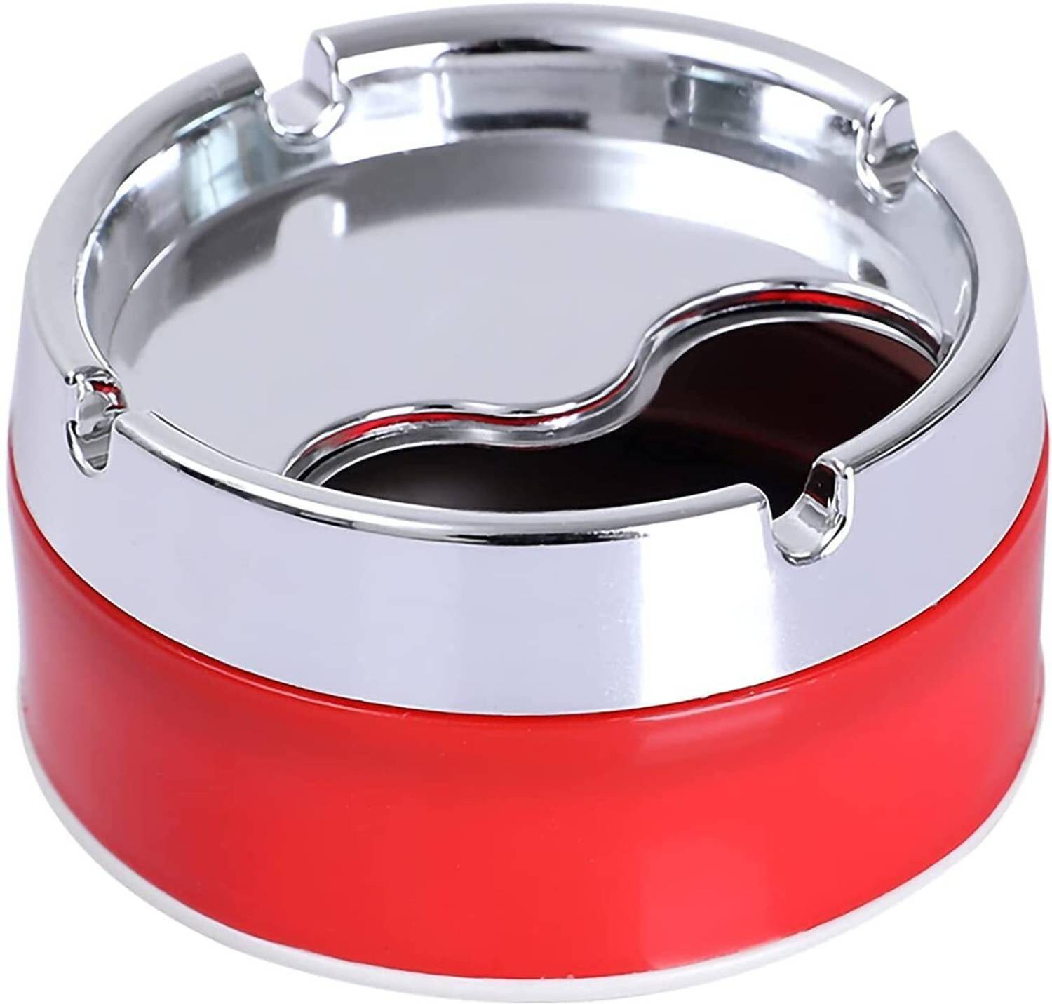 AFFODYL Round Cigarette with Spinning Portable Lids Smoking for Home Red Steel, Plastic Ashtray
