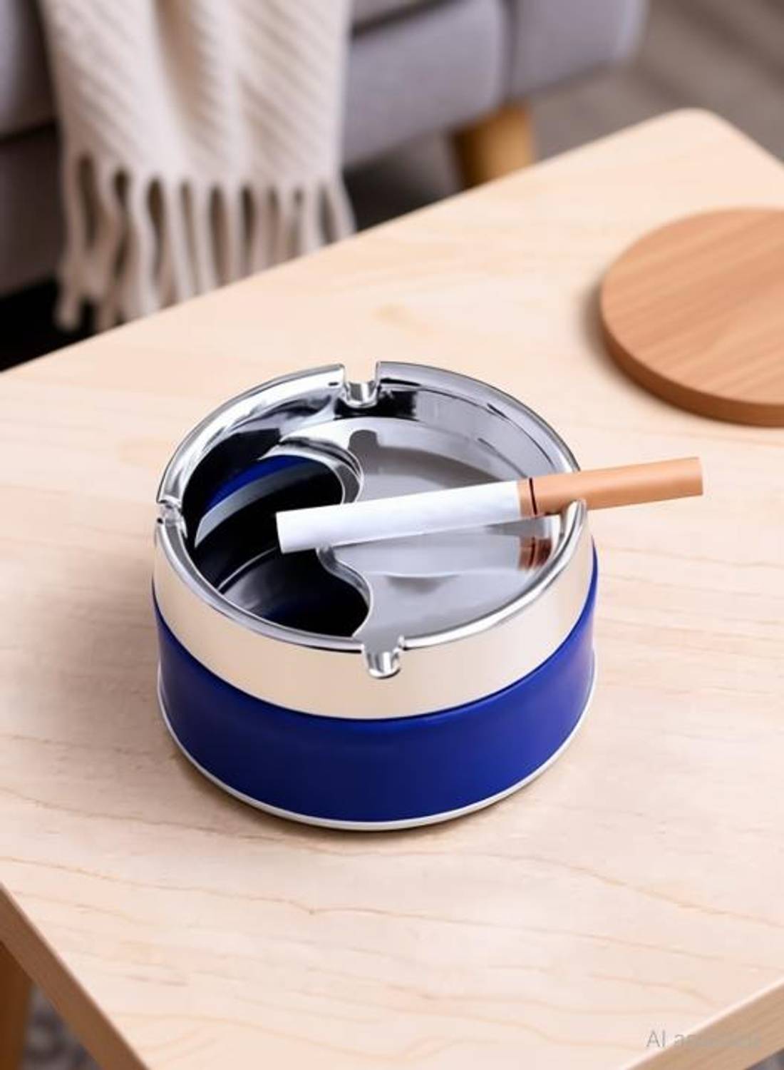 AFFODYL Round Cigarette with Spinning Portable Lids Smoking for Home Multicolor Steel, Plastic Ashtray