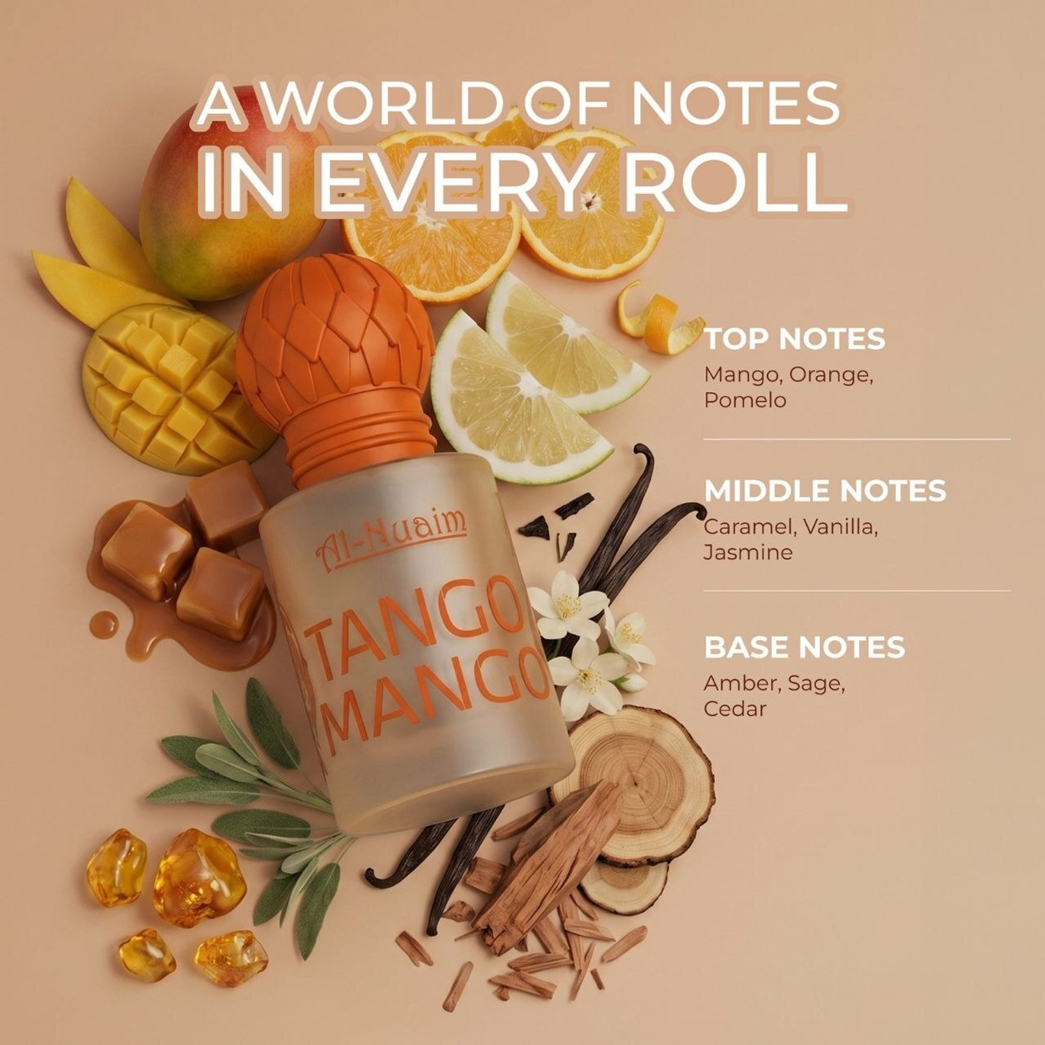 Image of Al-Nuaim Tango Mango Attar Tropical Fragrance Oil Juicy Scent Long Lasting Perfume Unisex Floral Attar