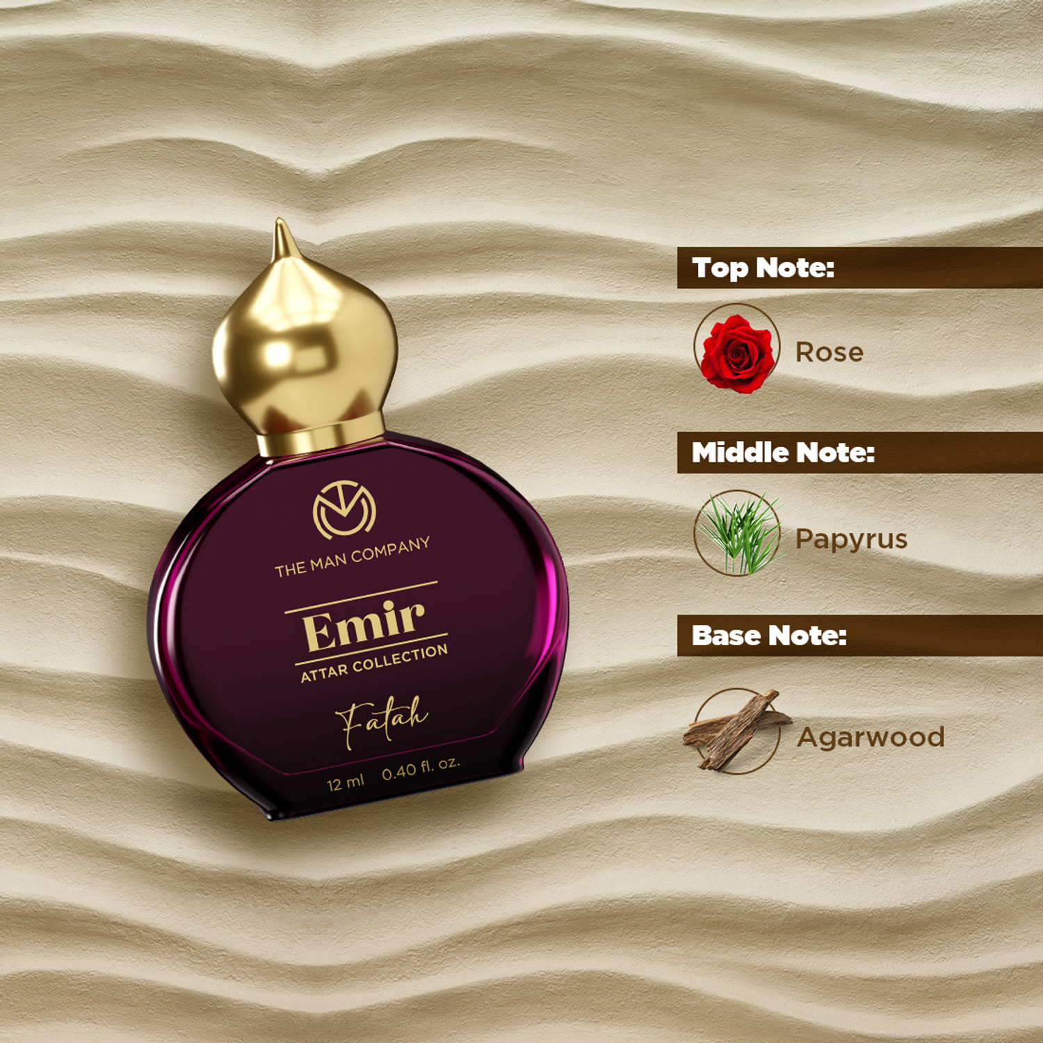 Image of THE MAN COMPANY Alcohol-Free Attar Perfume for Men - Fatah Emir Collection | Long-Lasting Floral Attar