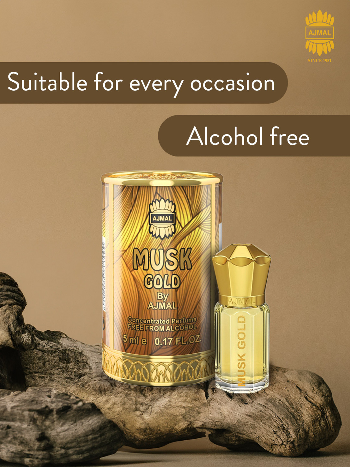 Image of Ajmal MUSK GOLD CP| Unisex Non-Alcoholic | Long Lasting Perfume Men & Women - 5 ML Floral Attar