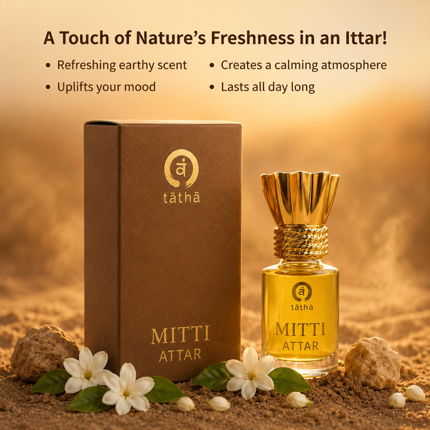 Image of Tatha Mitti Attar With Earthy Rain-Kissed Scent Soothing And Calming Unisex Fragrance Floral Attar