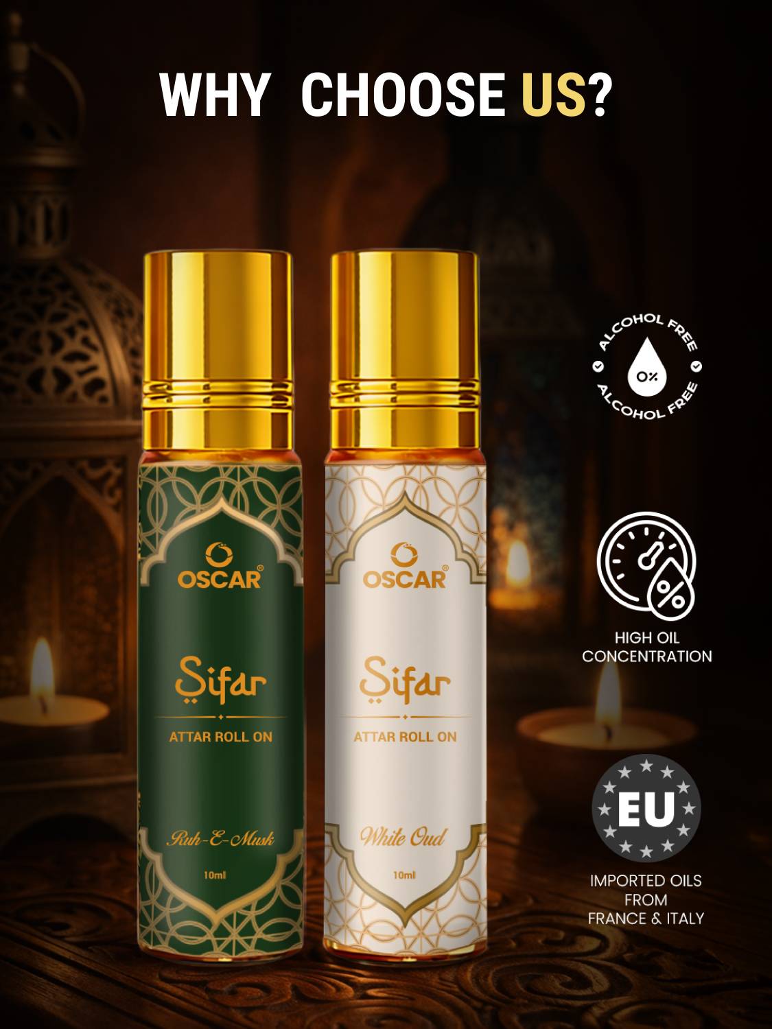Oscar White Oud & Ruh-e-Musk Attar Perfume 10mlx2 - Image 2