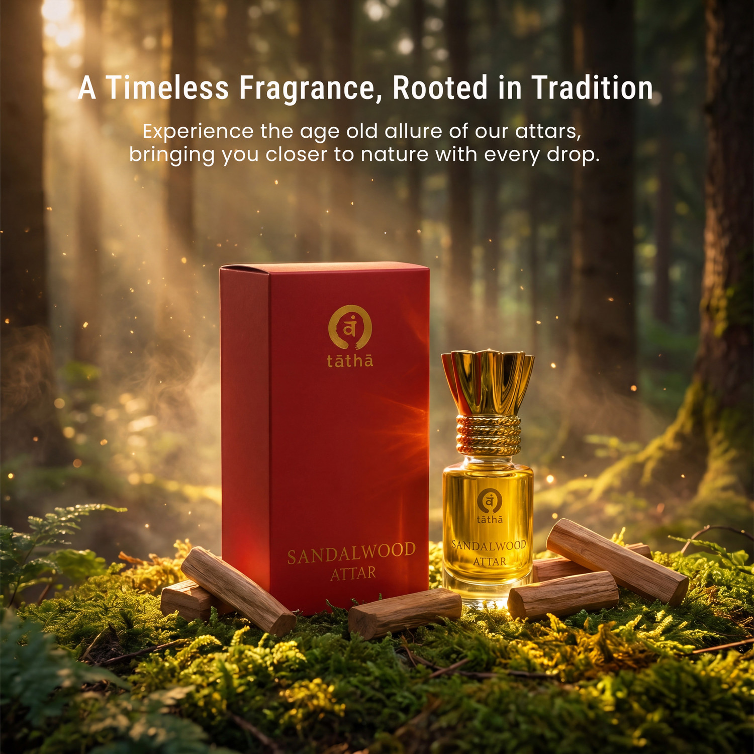 Image of Tatha Sandalwood Attar Pure Chandan Perfume Oil Long Lasting Fragrance Attar 6 ml Floral Attar