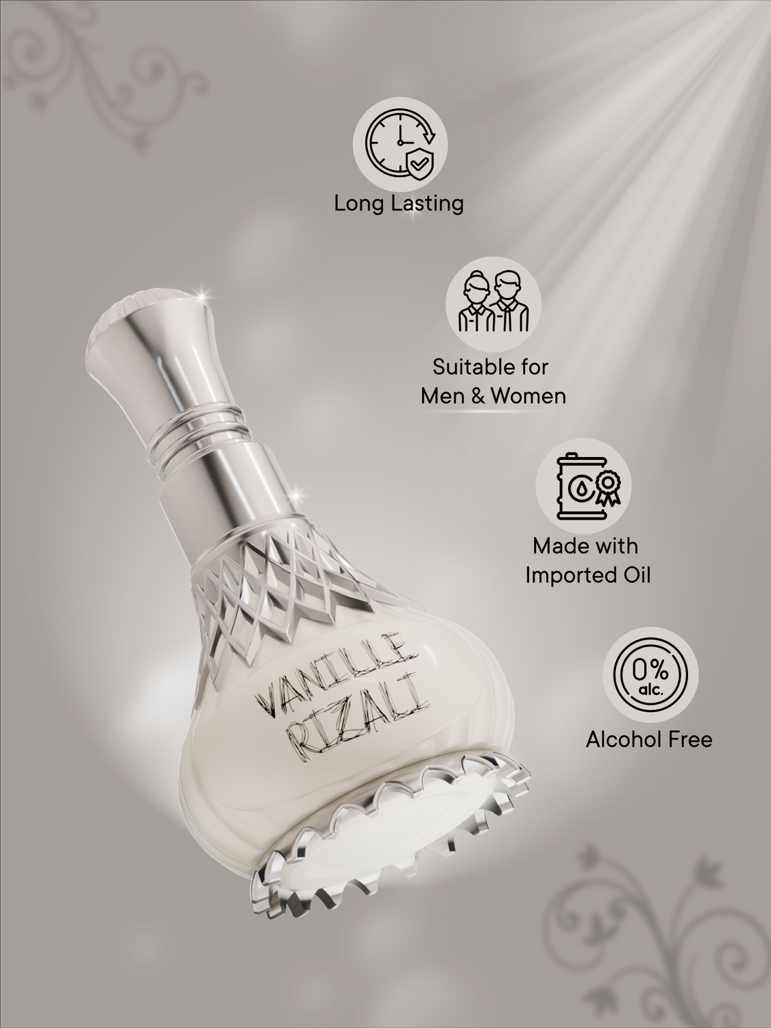 Image of Al-Nuaim Vaniller Rizali Attar Roll On For Men & Women - 9.9ml | Alcohol-Free Floral Attar