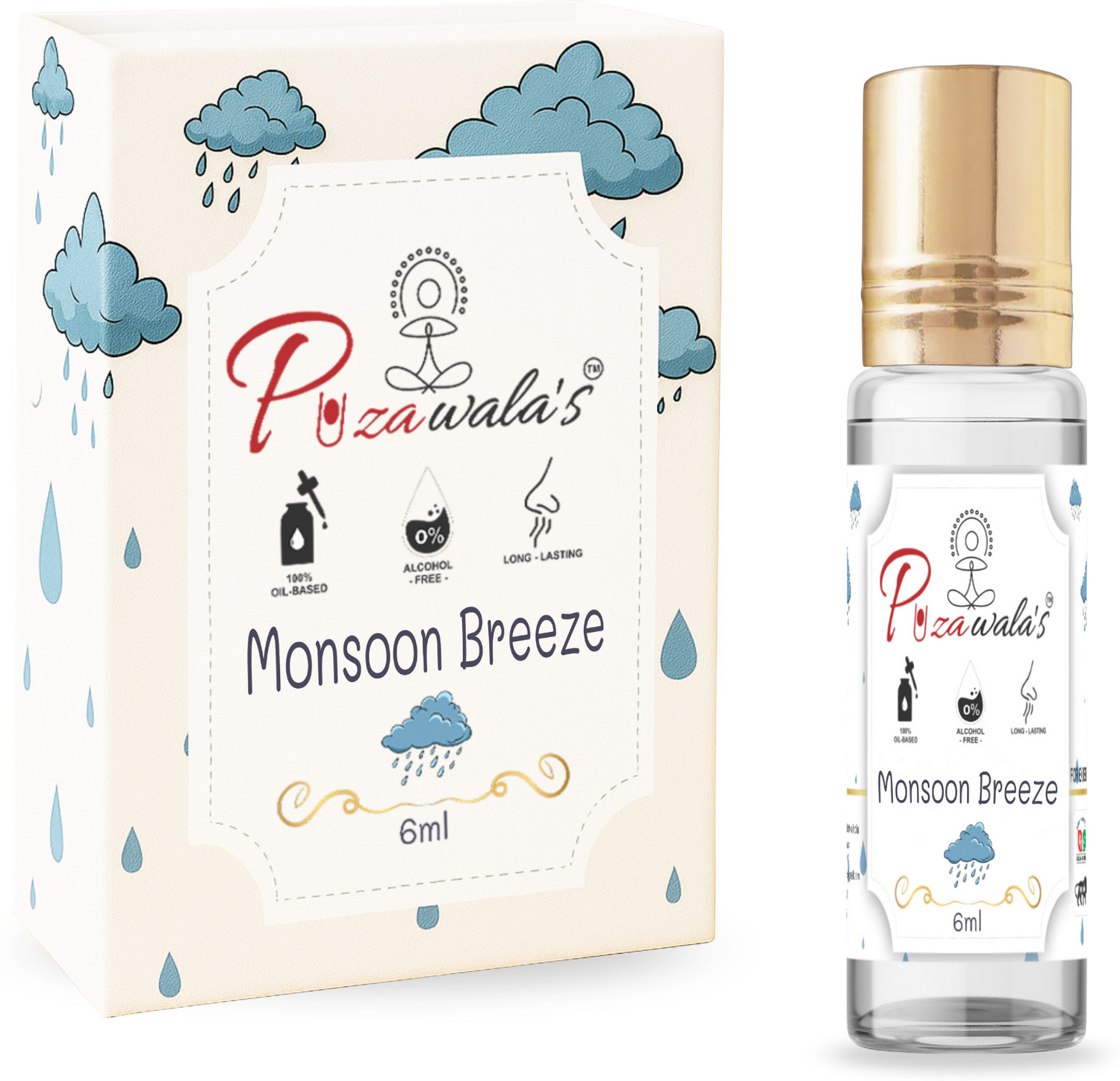 Image of Puzawalas Monsoon Breeze Attar 6ml itra /itraa Perfume Men First Rain Perfume Alcohol Free Floral Attar