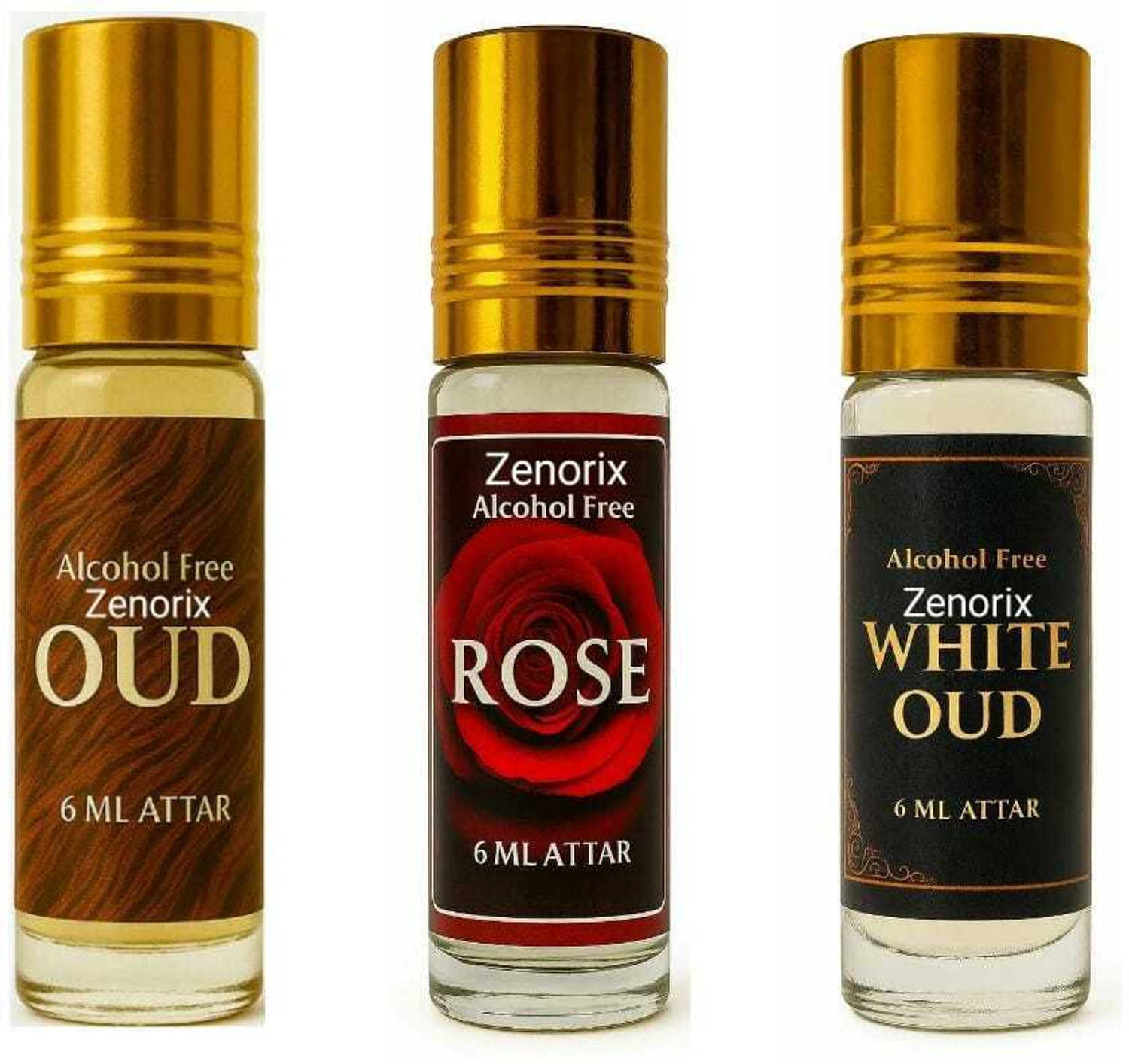 Image of Zenorix Attar Perfume Pack of 3x6ml | Non-Alcoholic Ittar for Men & Women Floral Attar