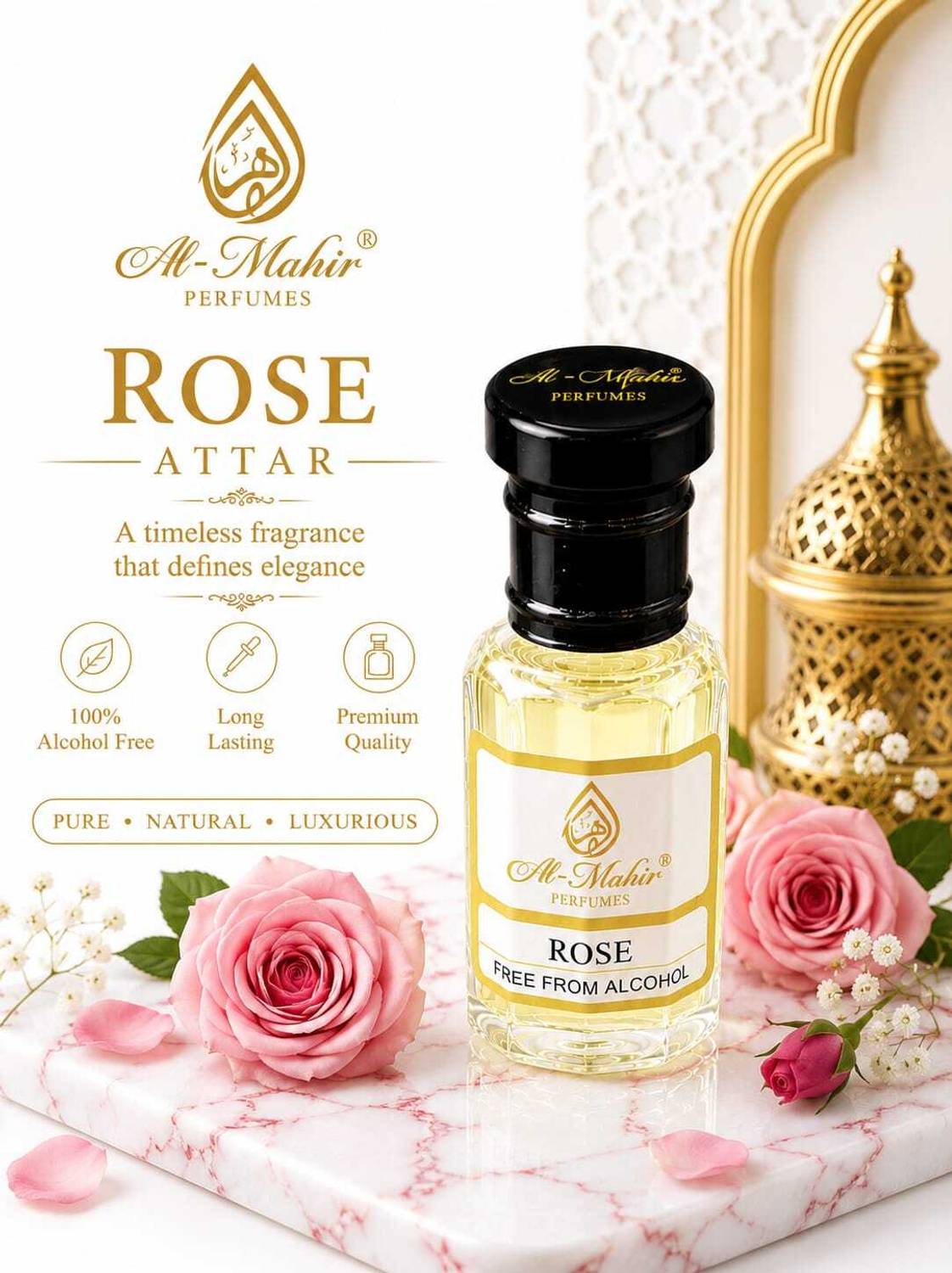 Al-Mahir Rose (Gulab) (Natural Itra/Attar/ ) Floral Attar