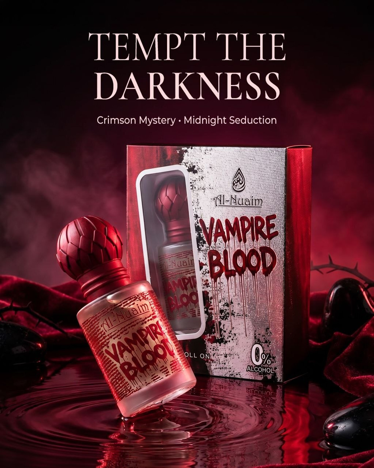 Image of Al-Nuaim Vampire Blood Attar Forbidden Musk Oil Intense Dark Fragrance Long Lasting Wear Floral Attar