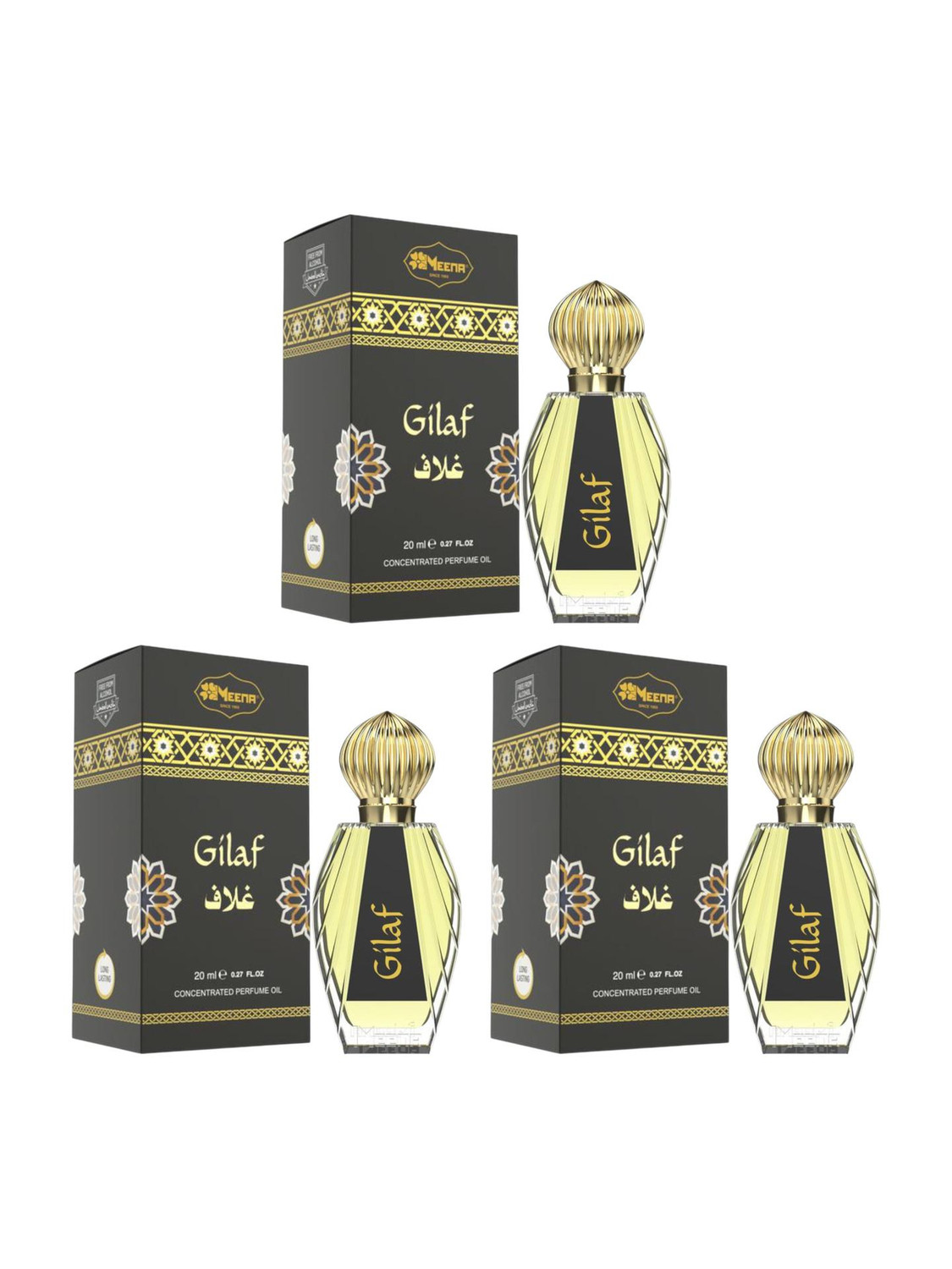 Image of MEENA GILAF (PACK OF 3) Floral Attar