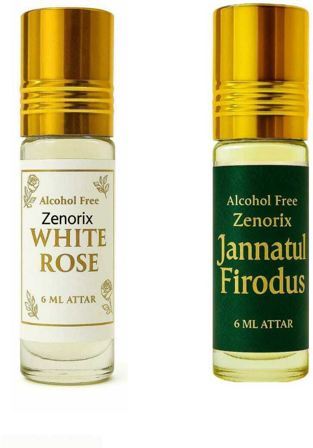 Image of Zenorix Jannatul Firdaus And White Rose / GulabLong Lasting Attar Perfume Combo Floral Attar