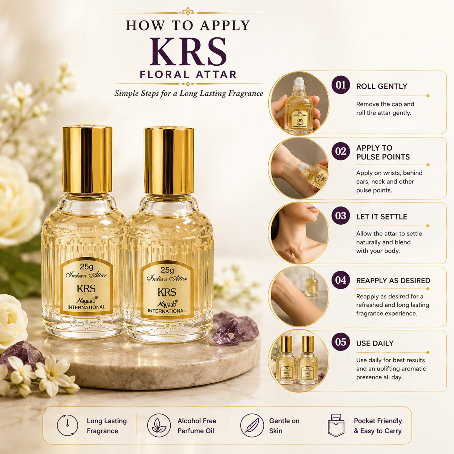 Image of Nayaab International KRS (PACK OF 2) Floral Attar (Floral)