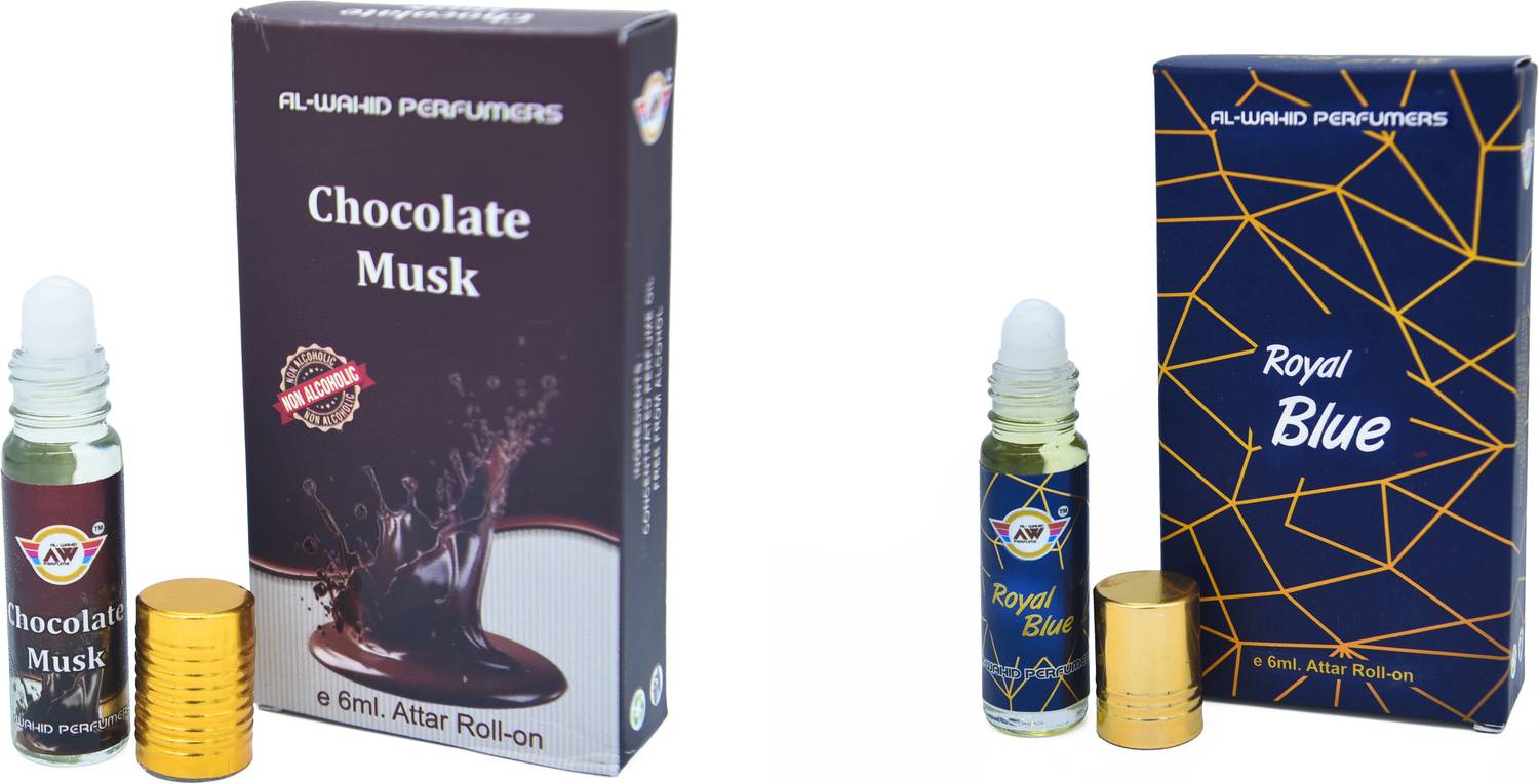 al-wahid Chocolate and Royal Blue Attar For Unisex,Long Lasting Fragrance (Non-Alcoholic) Floral Attar