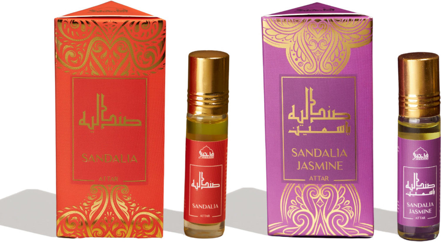 Image of Dukhni Sandalia Attar & Sandalia Jasmine Attar Oil | 2 x 6ml Arab perfume oils | Floral Attar