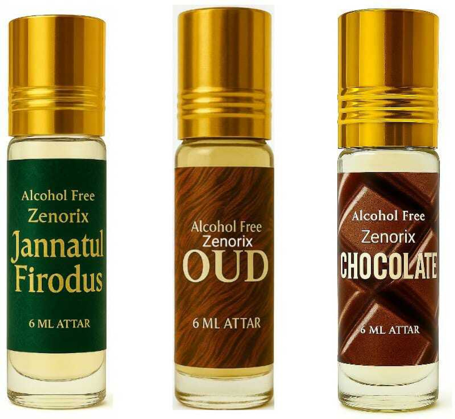 Image of Zenorix Chocolate, Oud And Jannatul Ul Firodus Attar Perfume Oil for Men & Women Floral Attar