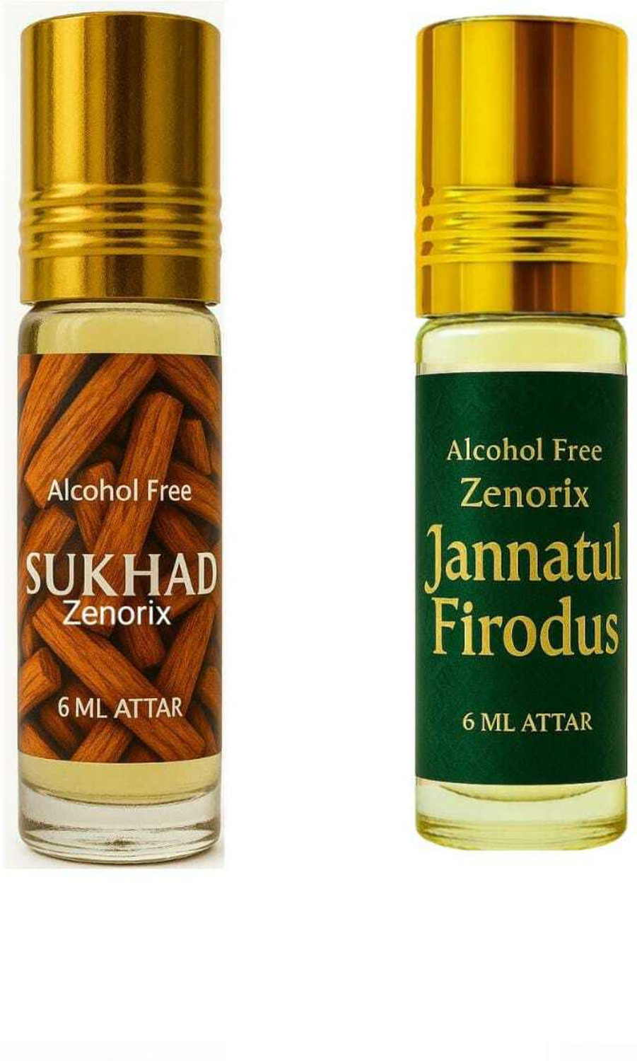 Image of Zenorix Jannatul Firdaus And Sukhad Attar Perfume For Pooja Combo Floral Attar