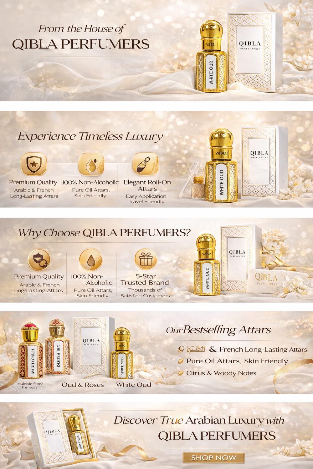 Image of QIBLA QP WHITE OUD Floral Attar