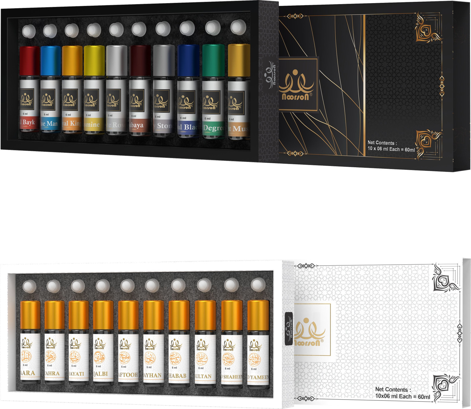 Image of Noorson Ibadat & Classic Attar Perfume Gift Set - Alcohol-Free, Long-Lasting Fragrance Floral Attar