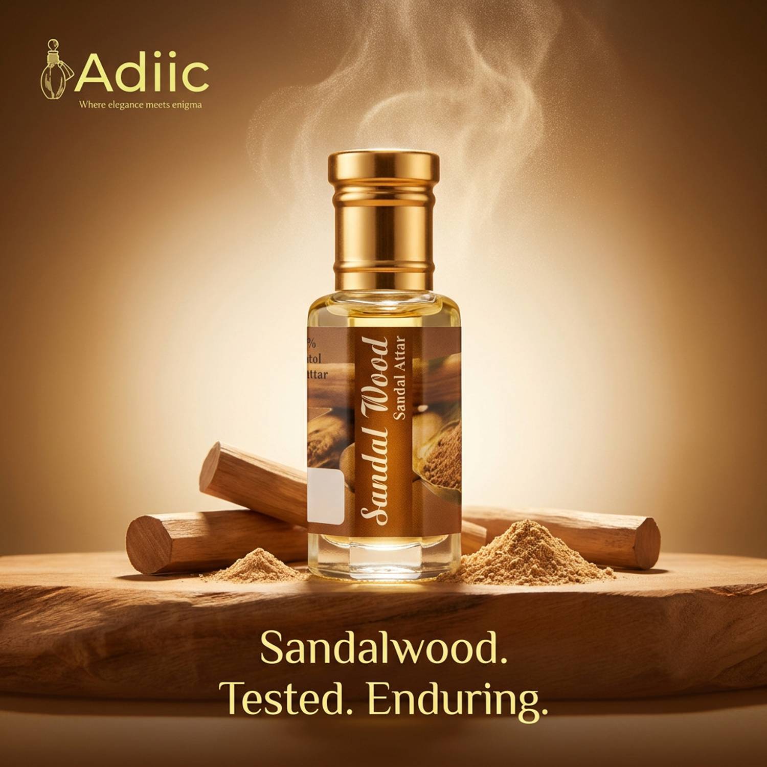 adiic Pure Chandan Attar – Natural Sandalwood Fragrance, Alcohol-Free Luxury Herbal Attar