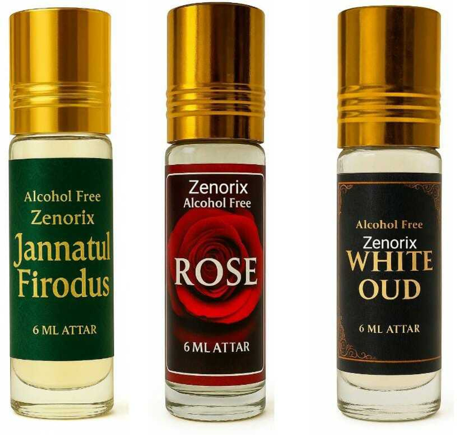 Image of Zenorix Attar Perfume Pack of 3x6ml | Non-Alcoholic Ittar for Men & Women Floral Attar