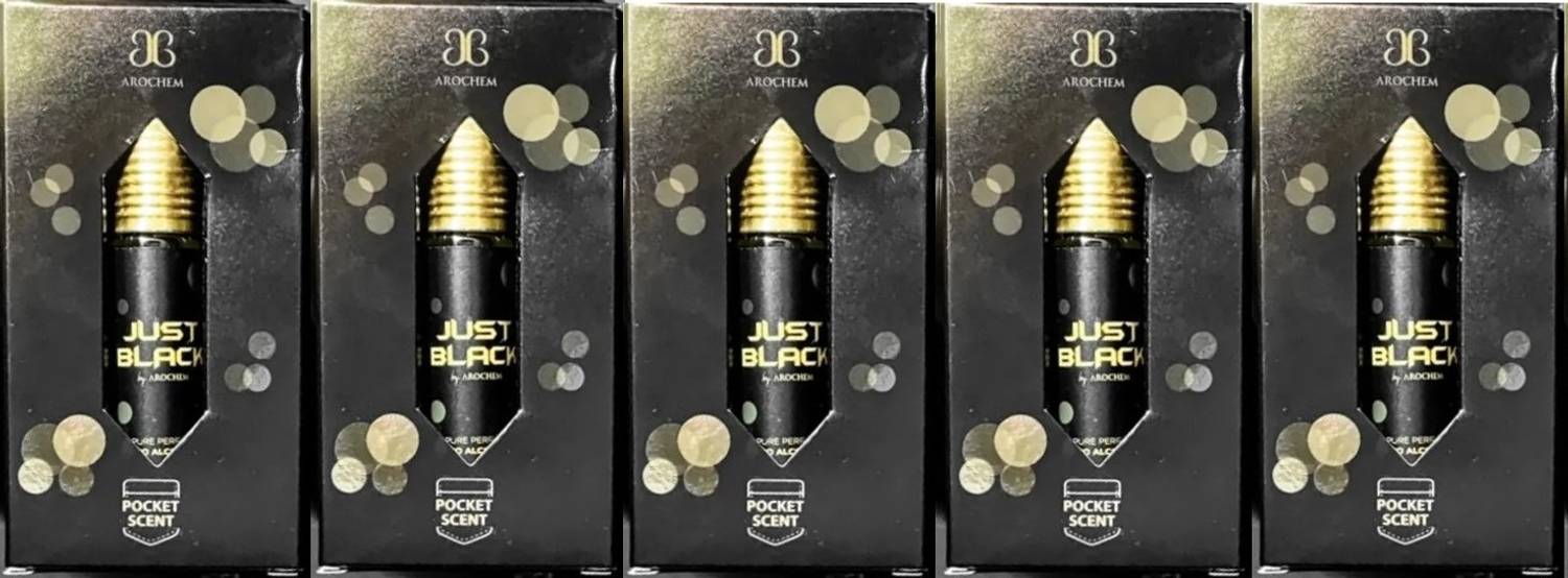 AROCHEM JUST BLACK Attar Long Lasting Fragrance No Alcohol Pure Perfume 6ML (Pack of 5) Floral Attar