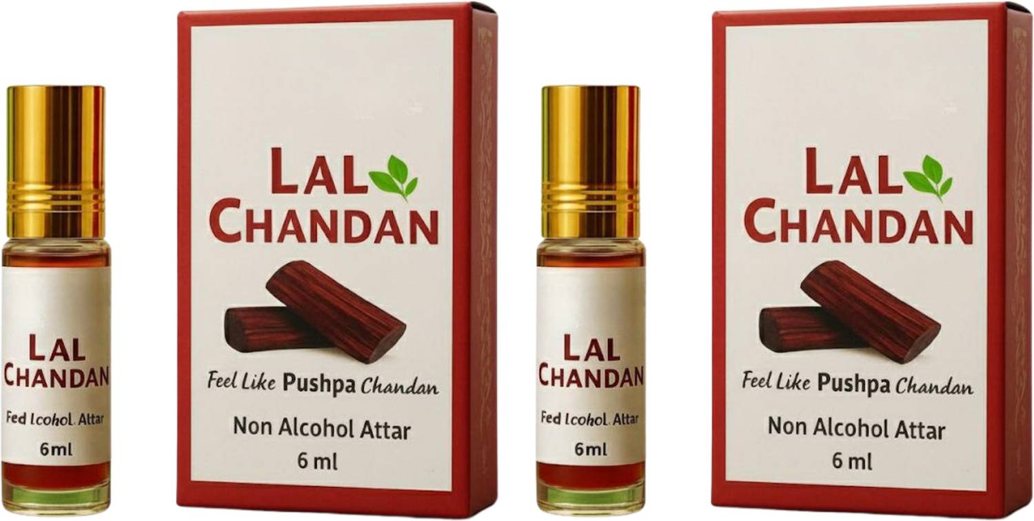 Balaji Lal Chandan Attar 6ml Pack of 2 | Premium Red Sandalwood 100% Alcohol-Free Floral Attar