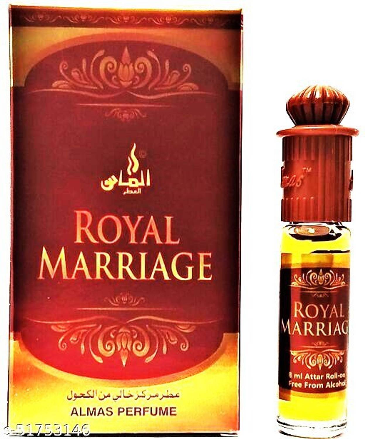 Almas BRAND 100% ORIGINAL ROYAL MARRIAGE GREAT FRAGRANCE LONG-LASTING FOR MEN & WOMEN (UNISEX) 8ML FLORAL ATTAR & POCKET PERFUME Floral Attar