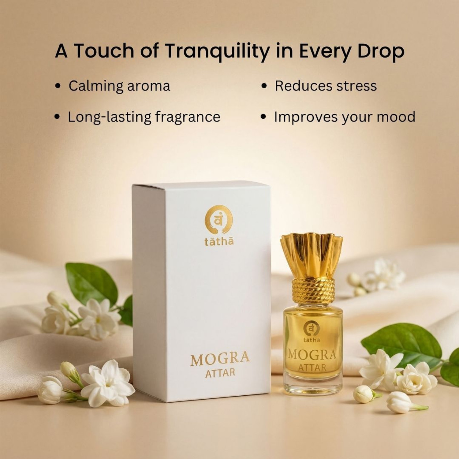 Image of Tatha Mogra Attar Original Long Lasting & Calming Aroma Fragrance For Women & Men 6ml Floral Attar