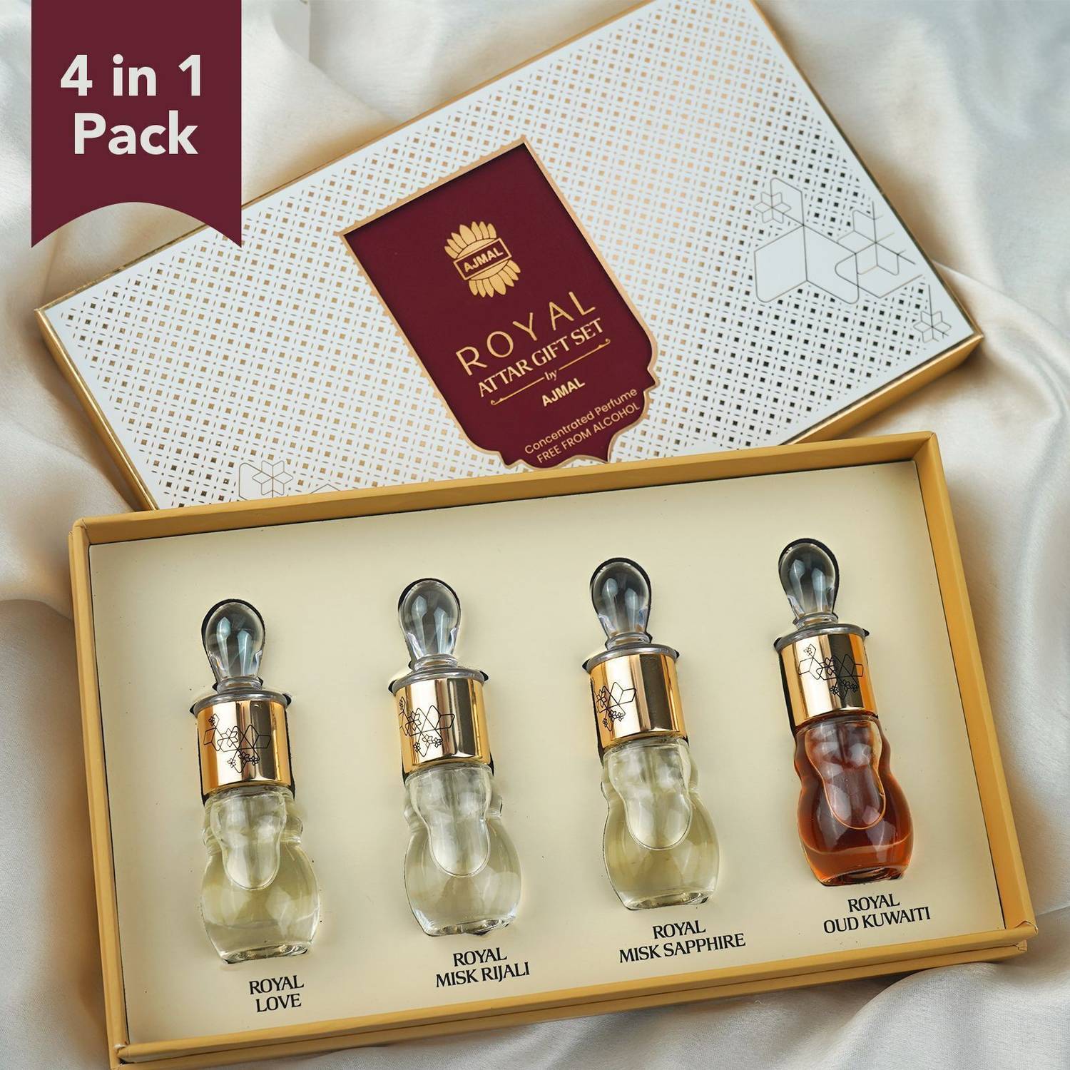 Ajmal Floral Attar Gift Set - Non-Alcoholic, Long Lasting