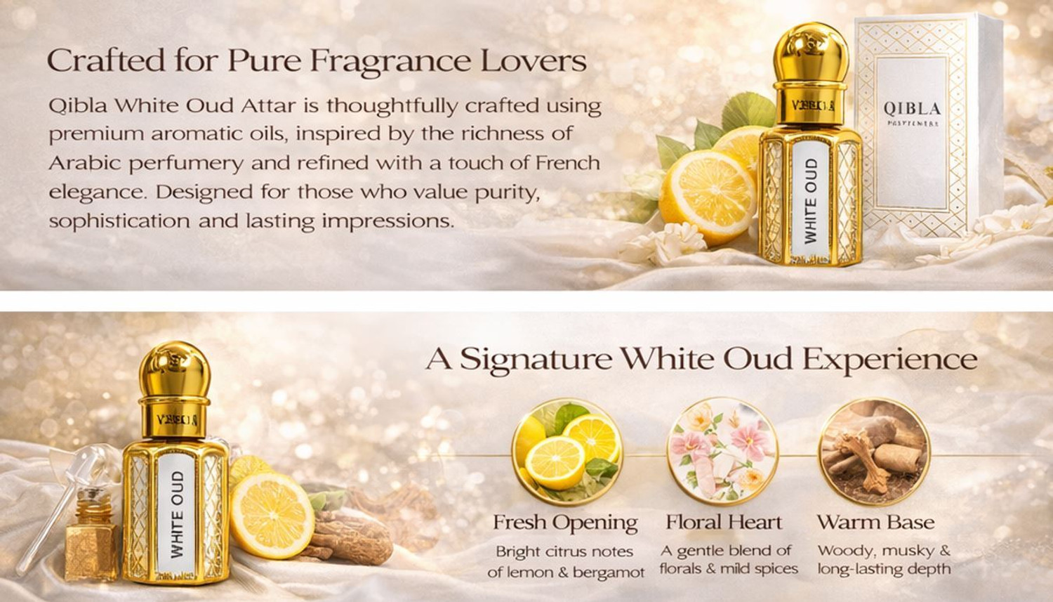 Image of QIBLA QP WHITE OUD Floral Attar