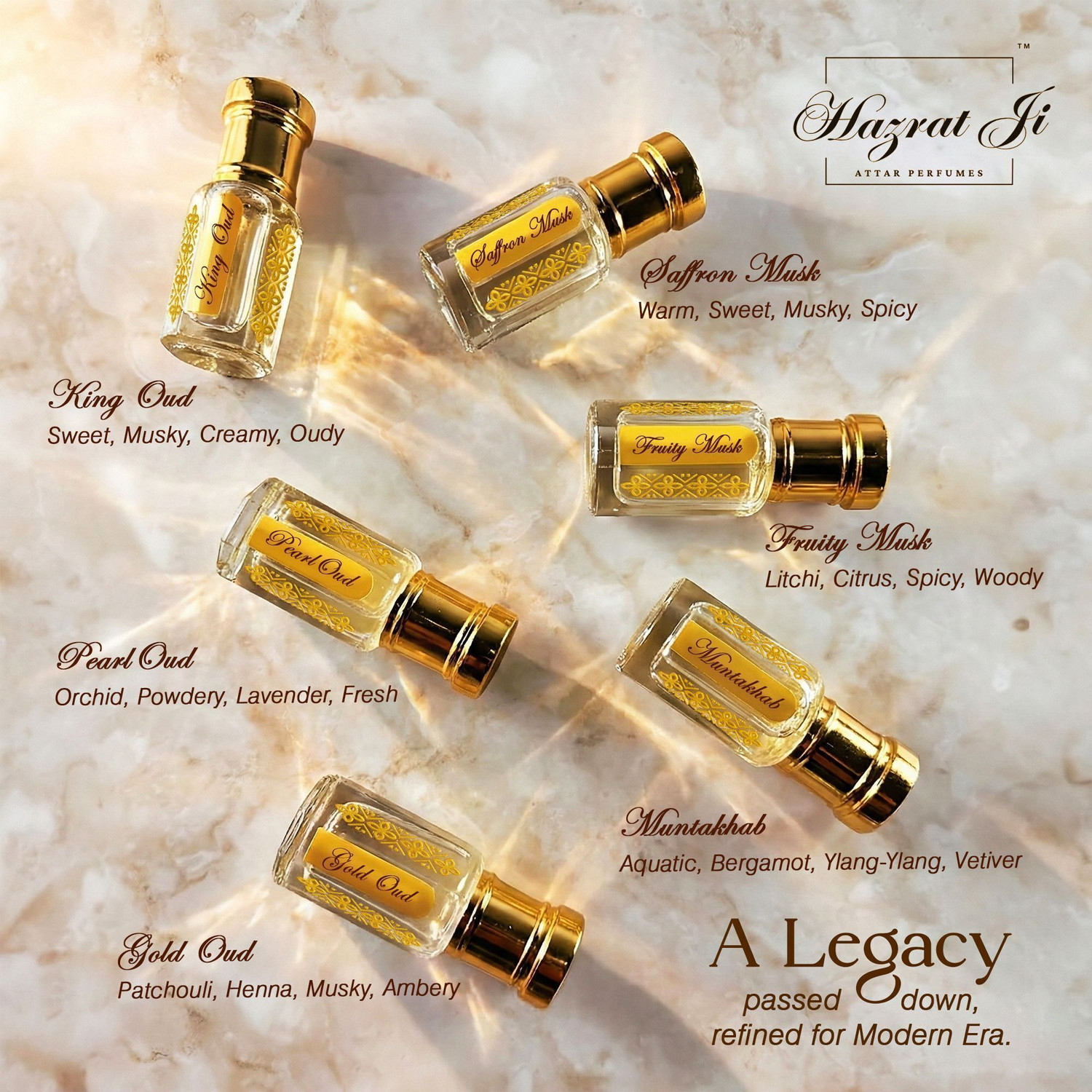 Image of Hazrat Ji HazratJi Attar Perfume for Men Women Combo Gift Set | Long Lasting Perfume Oil | Floral Attar