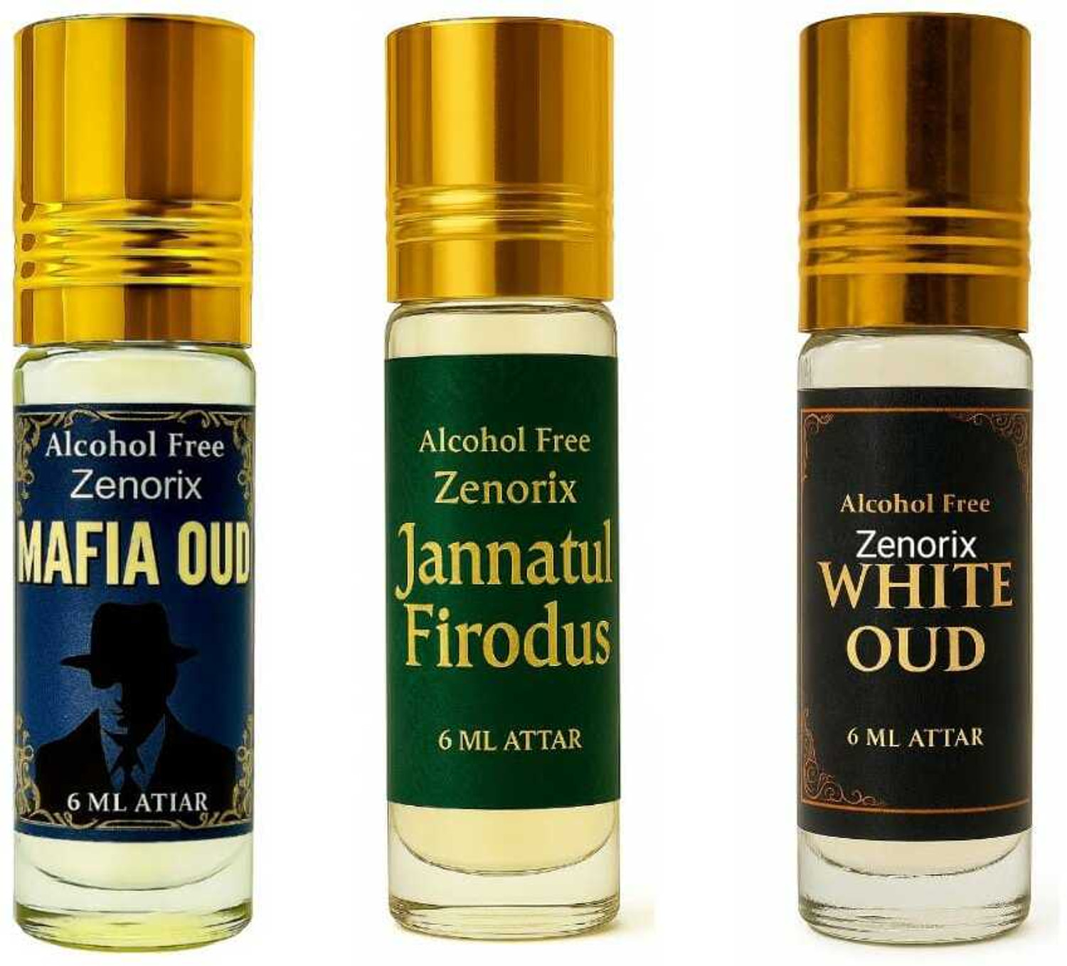 Image of Zenorix Attar Perfume Pack of 3x6ml | Non-Alcoholic Ittar for Men & Women Floral Attar
