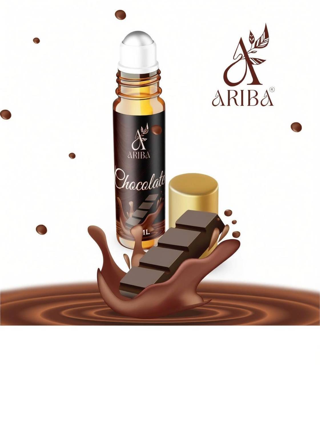 Ariba Chocolate Attar Roll-On-Long-Lasting Sweet,Travel-Friendly Pocket Perfume Floral Attar