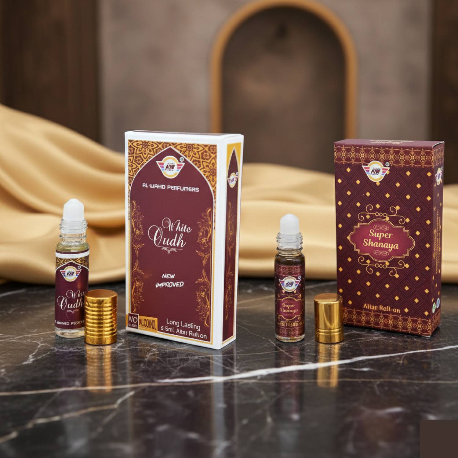 al-wahid Shanaya and White oudh premium Attar 6ml each Floral Attar