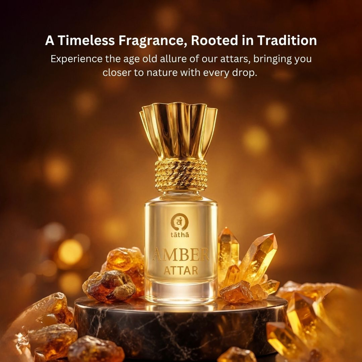 Image of Tatha Amber Musk Attar Unisex Fragrance For Signature Scent & Long Lasting Bold Aroma Floral Attar