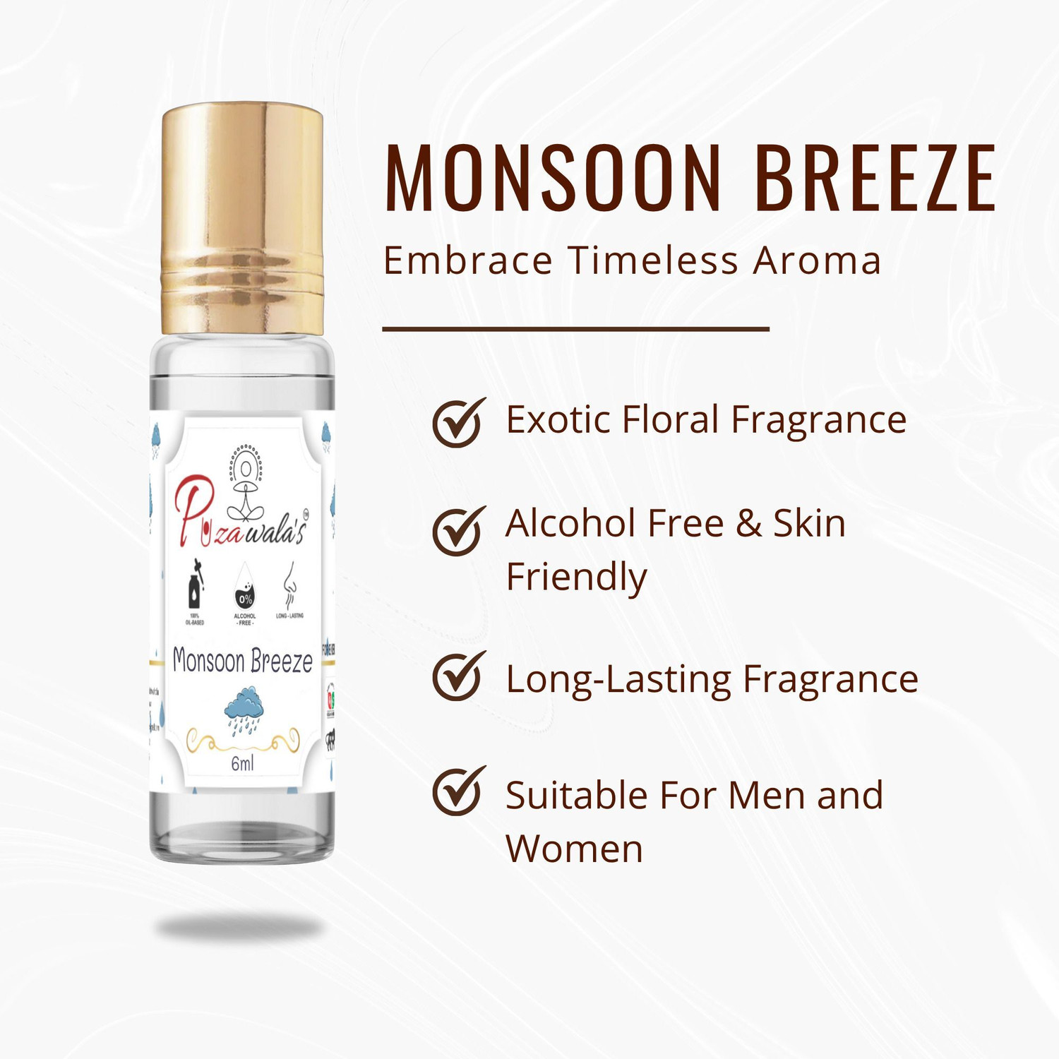 Image of Puzawalas Monsoon Breeze Attar 6ml itra /itraa Perfume Men First Rain Perfume Alcohol Free Floral Attar